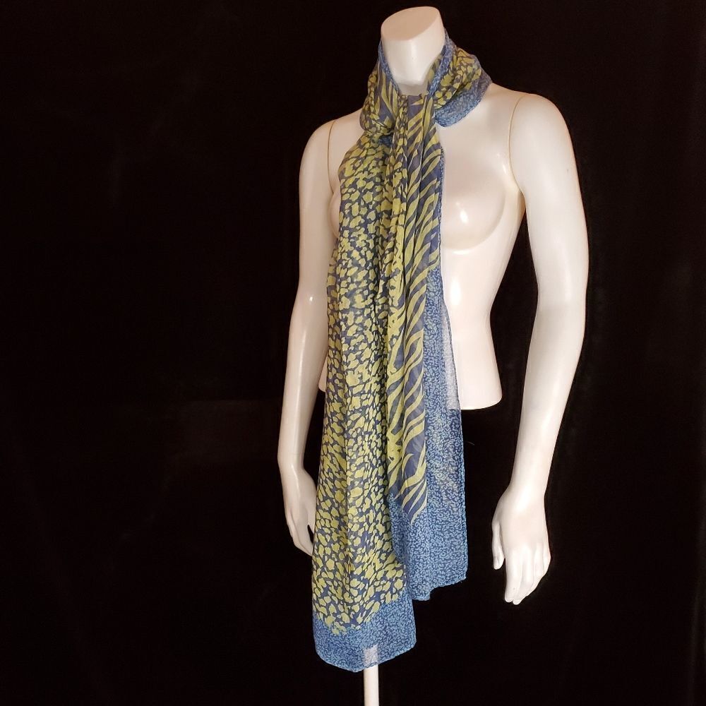 Saks Fifth Avenue Blue & Green Animal Print Scarf